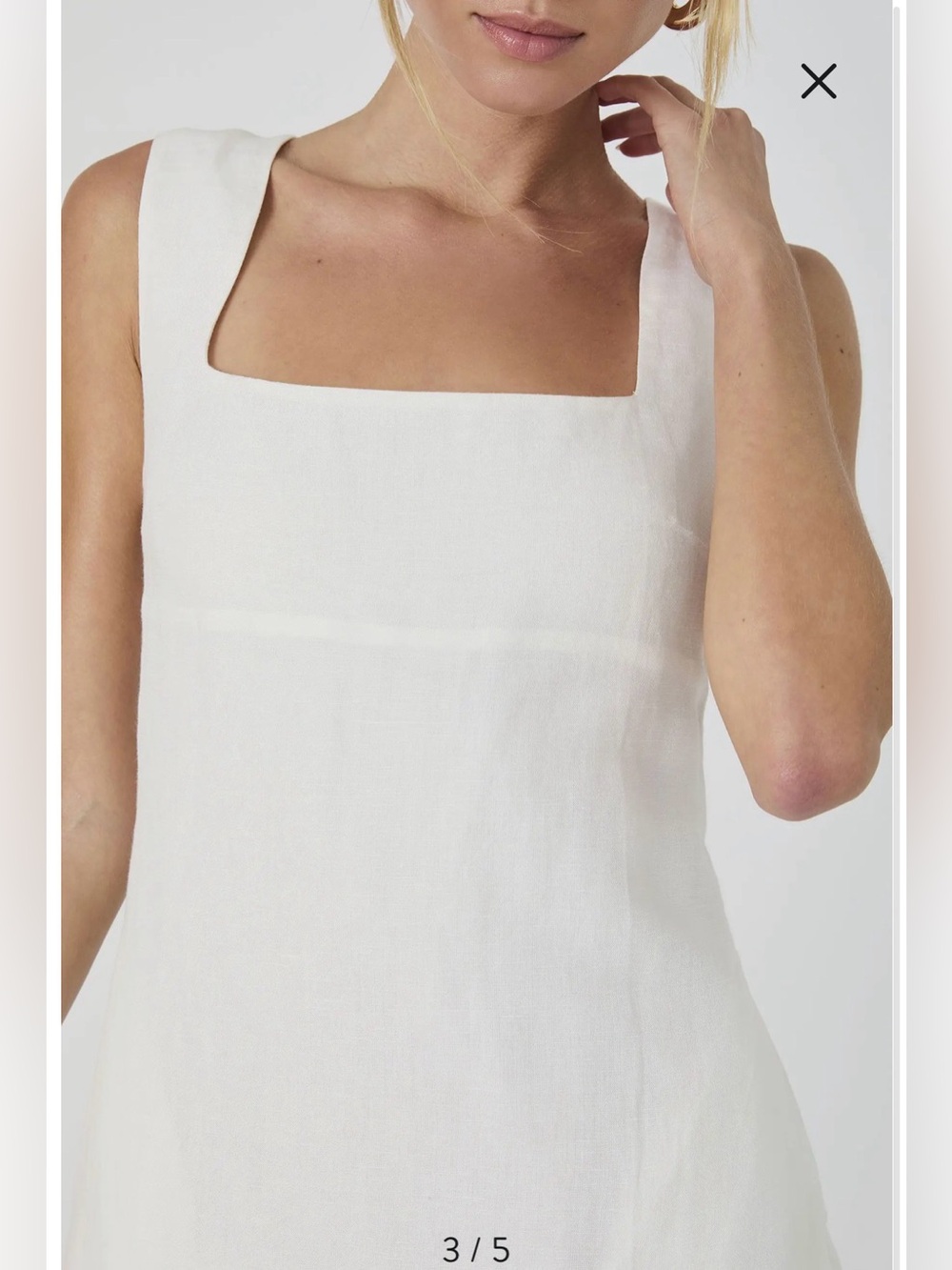 French Connection Birdie Square Neck Minidress, White, size 4 - Picture 3 of 12